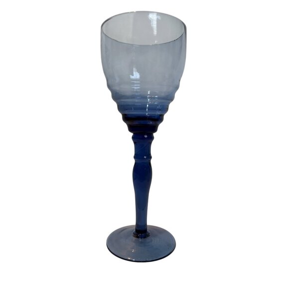 Vintage Cobalt Blue Art Deco Style Glass Goblets Set Of 2 Wine Glass - Picture 4 of 7